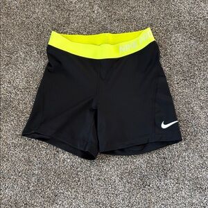 Nike Black Shorts with Neon Yellow Waistband
